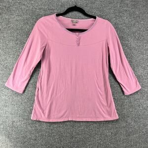 J.Jill Shirt Womens XS Purple Henley 3/4 Sleeve Tshirt Hippie Bohemian Stretch